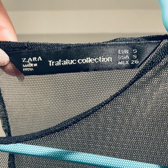 Zara trafaluc collection black soft tulle dress with ruffled bottom x - Picture 3 of 4